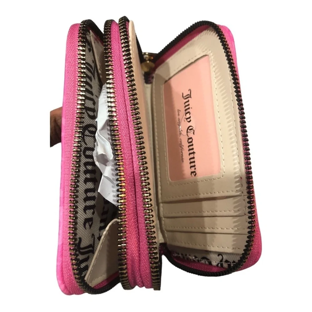Juicy Couture juicy pink girls just‎ wanna have fun double zip around wallet new